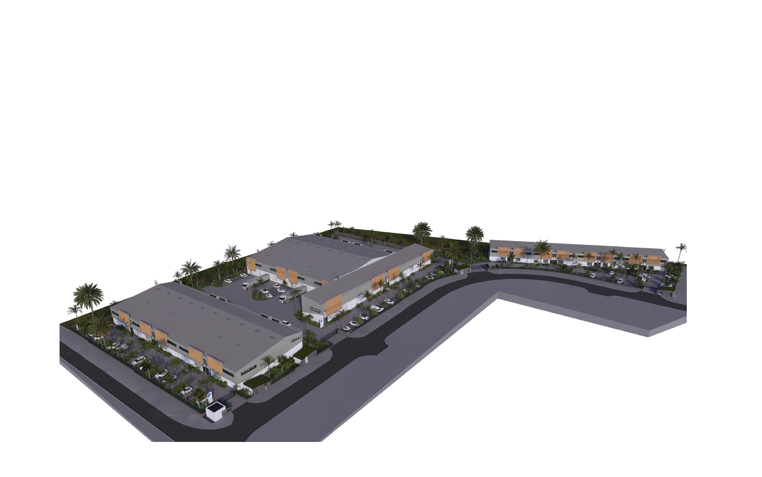 Vue 3D du PAE Pierrefonds - 4 îlots, 34 lots